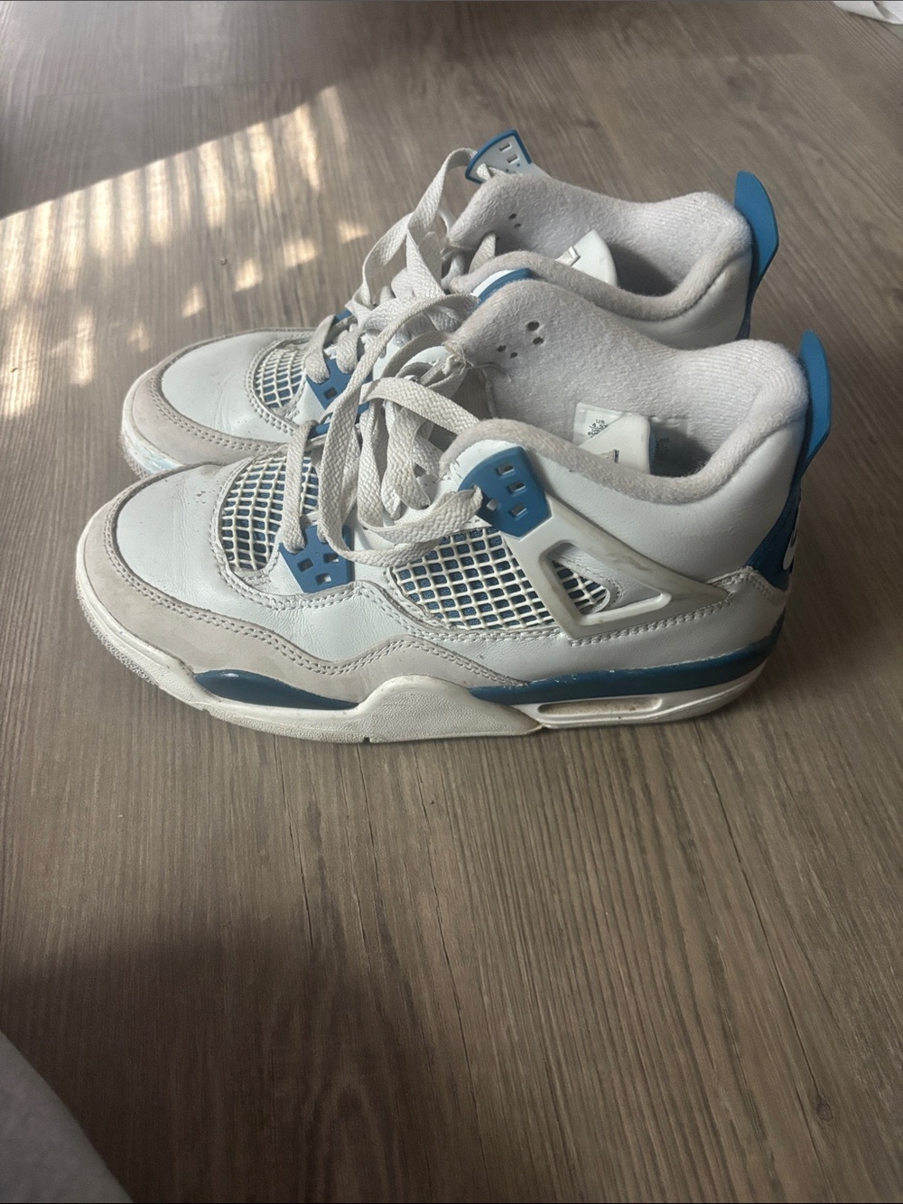 Jordan Kids White and Blue Retro Basketball Sneakers